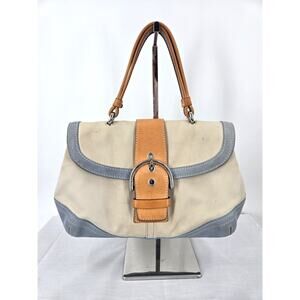 RARE Vintage Coach Soho Daisy Flap Satchel in Blue/Tan 4432